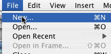 New document menu