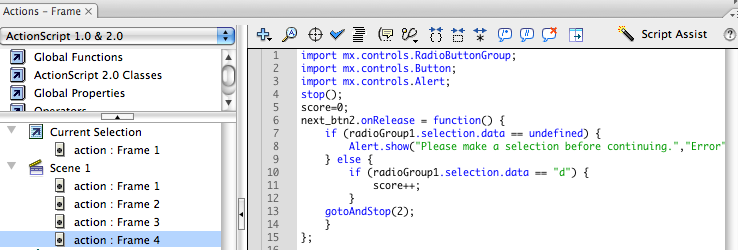 Actionscript for Radio Button