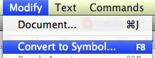 Modify menu, convert to symbol