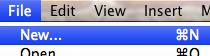 File menu - new window