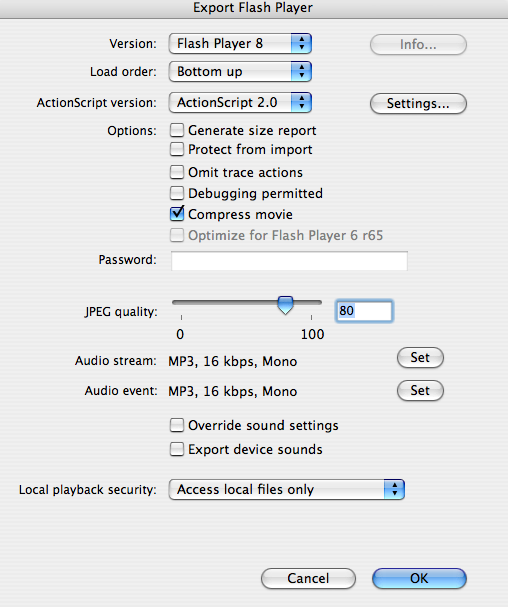 Export options