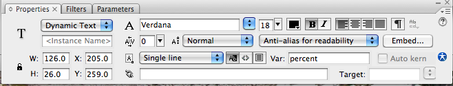 Final text properties with var percent
