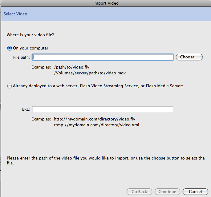 Import Video - Choose File