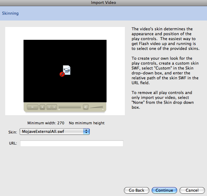 Import Video - Player bar