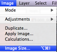image size menu