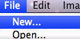 File Menu for New document